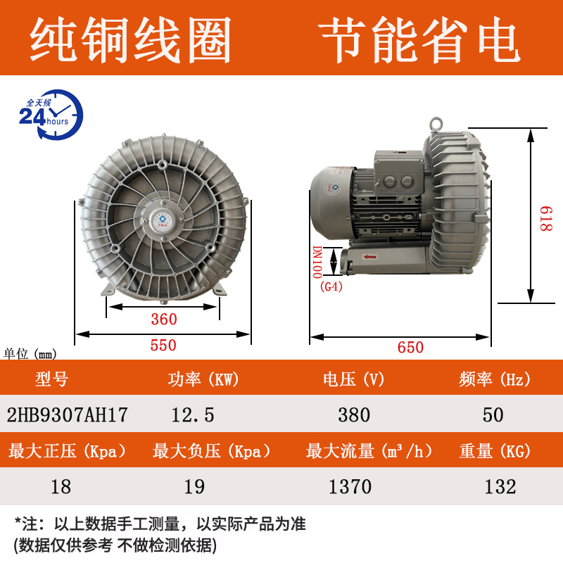 2HB930-7AH17-12.5KW高压鼓风机性能参数